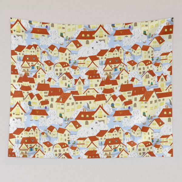 Item preview, Cartoon town. Seamless pattern small old houses. designed and sold by lantica.
