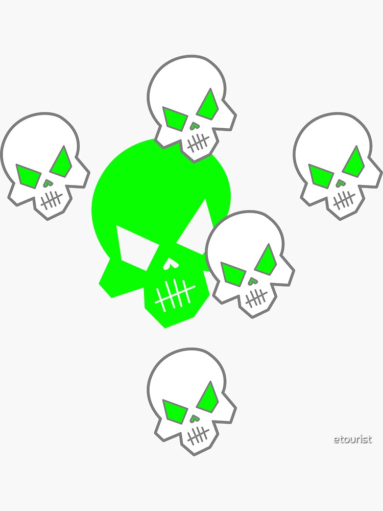 Thumbnail 3 of 3, Sticker, Green Skeleton Skulls Street Skater Punk Wear Pattern designed and sold by etourist.