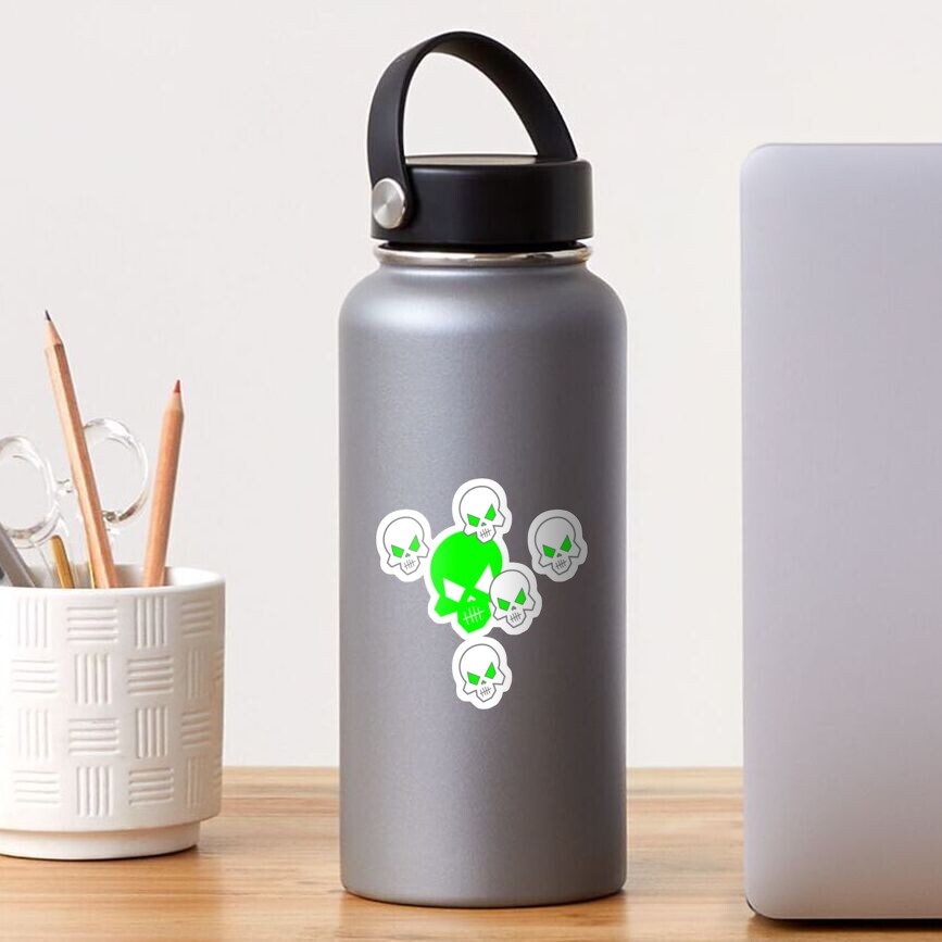 Green Skeleton Skulls Street Skater Punk Wear Pattern Sticker