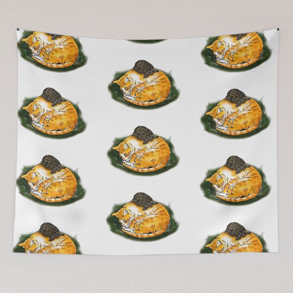 Item preview, Sleeping Orange Cat And Turtle Portrait designed and sold by BohoMoon.