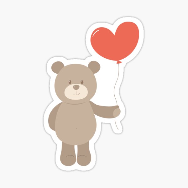 Toy teddy bear with heart. Sticker