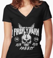 Firefly Farms run rabbit run Women's Fitted V-Neck T-Shirt