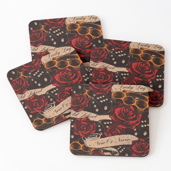 Item preview, Vintage Tattoo Pattern Dices and Roses designed and sold by Vector Scout Lab.