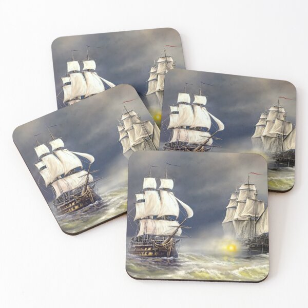 Item preview, Paintings sea landscape, sailing ships in the sea. Battle ship, fine art. designed and sold by Yaroslav Chyzhevskyi.