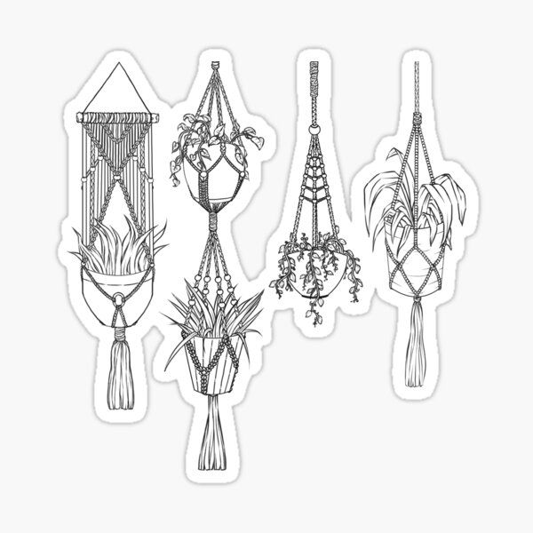 "Hanging PlantsBlack and White" Sticker for Sale by ArtChronicles