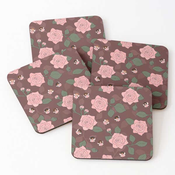 Item preview, Roses and Fairies Pattern  - brown background designed and sold by nutmegfairy.