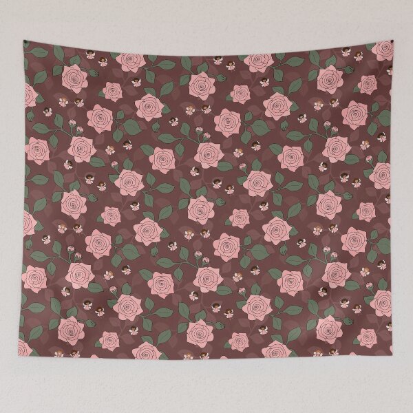 Item preview, Roses and Fairies Pattern  - brown background designed and sold by nutmegfairy.