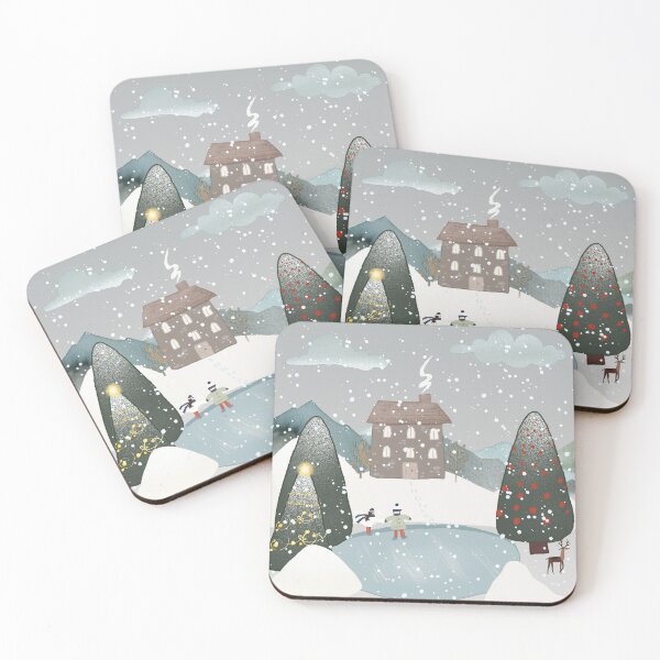 Item preview, snowy winter ice skating scene designed and sold by Lisa Casineau.