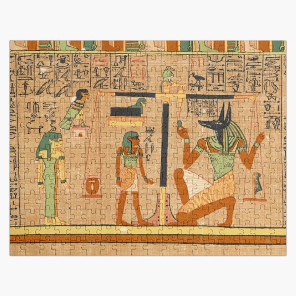 Egyptian Art: Weighing of the Heart in the Duat using the feather of Maat as the measure in balance Jigsaw Puzzle