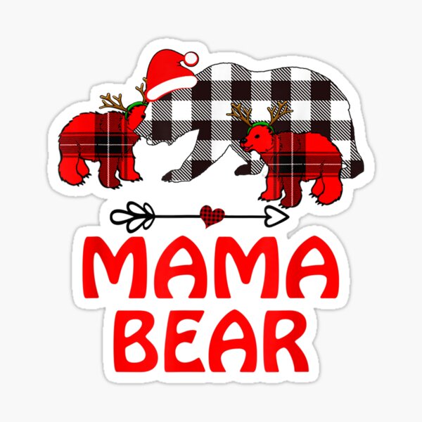 Mama Bear 3 Cubs Shirt Christmas Mama Bear Plaid Pajama T-Shirt