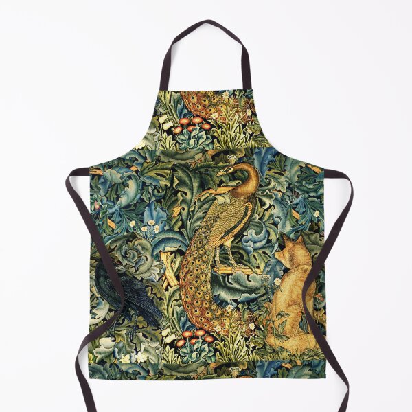 Item preview, GREENERY, FOREST ANIMALS ,RAVEN ,FOX AND PEACOCK Blue Green Floral  designed and sold by BulganLumini.