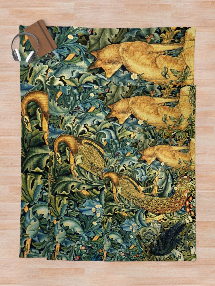 GREENERY, FOREST ANIMALS ,RAVEN ,FOX AND PEACOCK Blue Green Floral  Poster  for Sale by BulganLumini