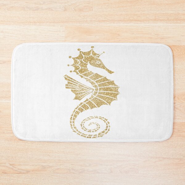 Item preview, Beach Theme Seahorse Ocean Sea Fish Print Gold designed and sold by peachyline.