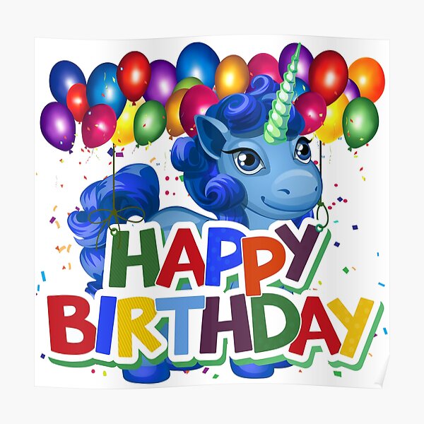 Posters Sur Le Theme Joyeux Anniversaire Licorne Magique Redbubble