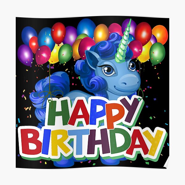 Posters Sur Le Theme Joyeux Anniversaire Licorne Magique Redbubble