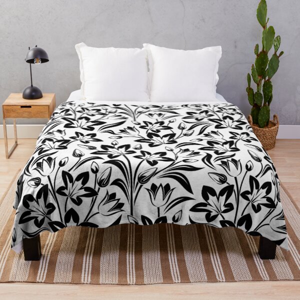 Item preview, Black and White flowers floral art work designed and sold by shivani21061993.