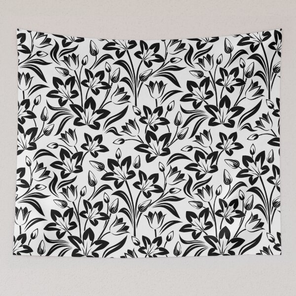 Item preview, Black and White flowers floral art work designed and sold by shivani21061993.