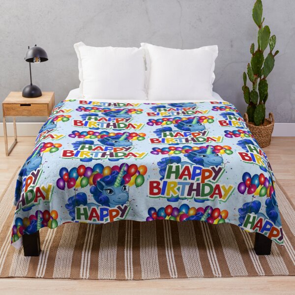 Item preview, “Happy Birthday” Blue Baby Unicorn (Blue Background) designed and sold by PawsitiveMum.