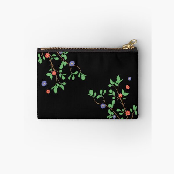 Item preview, Delicate Minimalistic Branches with Leaves and Flowers | Black Background designed and sold by Lizzamour.