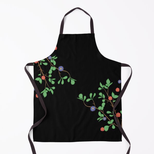 Item preview, Delicate Minimalistic Branches with Leaves and Flowers | Black Background designed and sold by Lizzamour.
