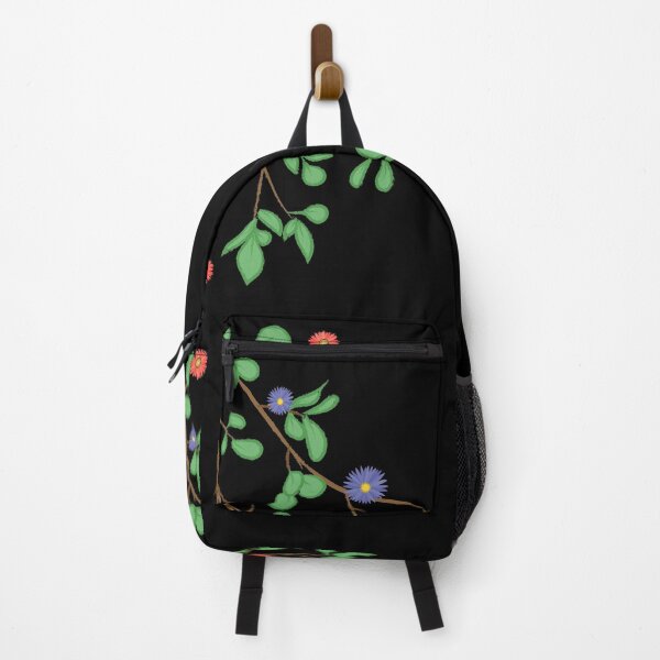 Item preview, Delicate Minimalistic Branches with Leaves and Flowers | Black Background designed and sold by Lizzamour.