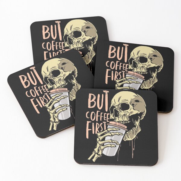 Item preview, But Coffee First Skull designed and sold by H3rron-Arts.