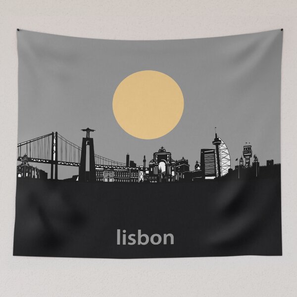 Item preview, lisbon skyline minimal designed and sold by BekimART2.