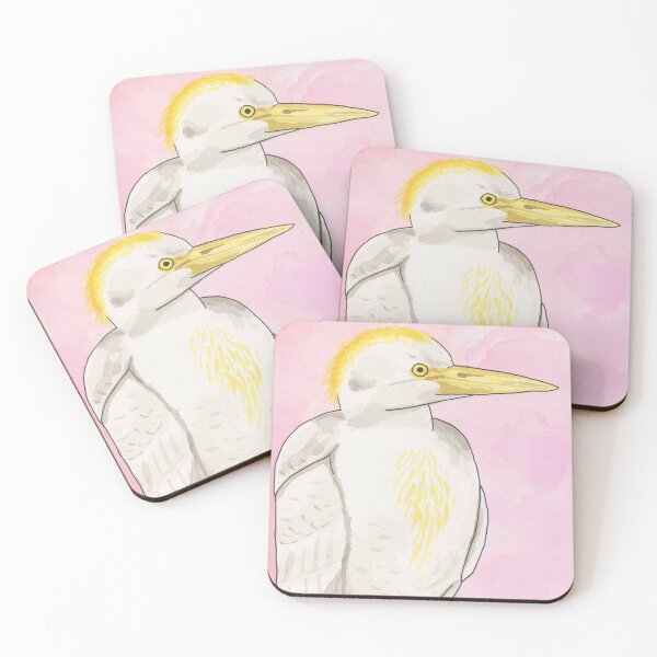 Item preview, Cattle Egret bird watercolor art designed and sold by TheWaterBirds.