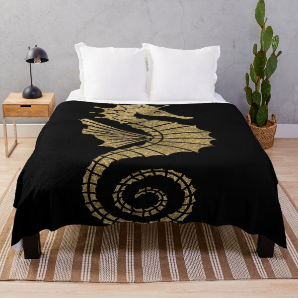 Item preview, Beach Theme Seahorse Ocean Sea Fish Print Golden designed and sold by peachyline.