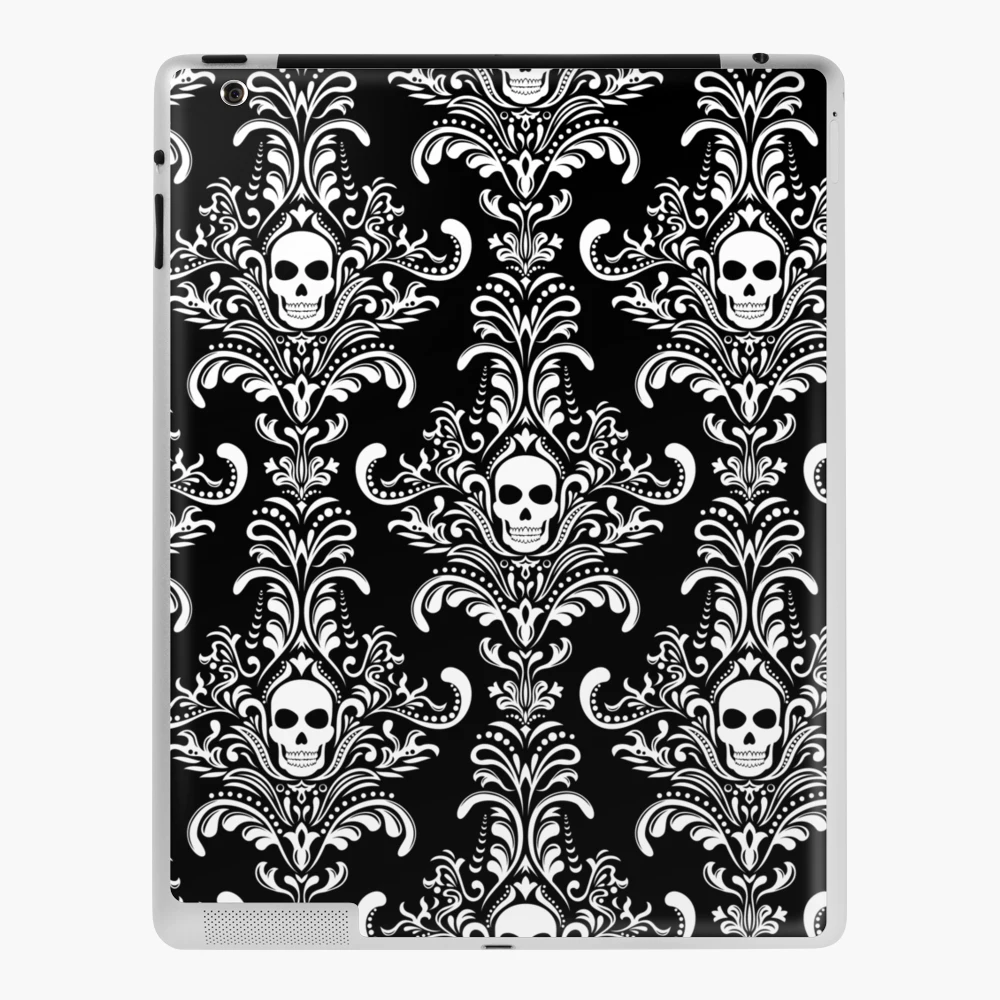 Gothic Digital Paper, Gothic Scrapbook, Victorian Damask, Skull