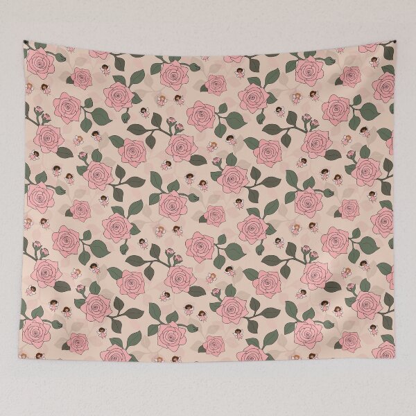 Item preview, Roses and Fairies Pattern - Pink and Green designed and sold by nutmegfairy.