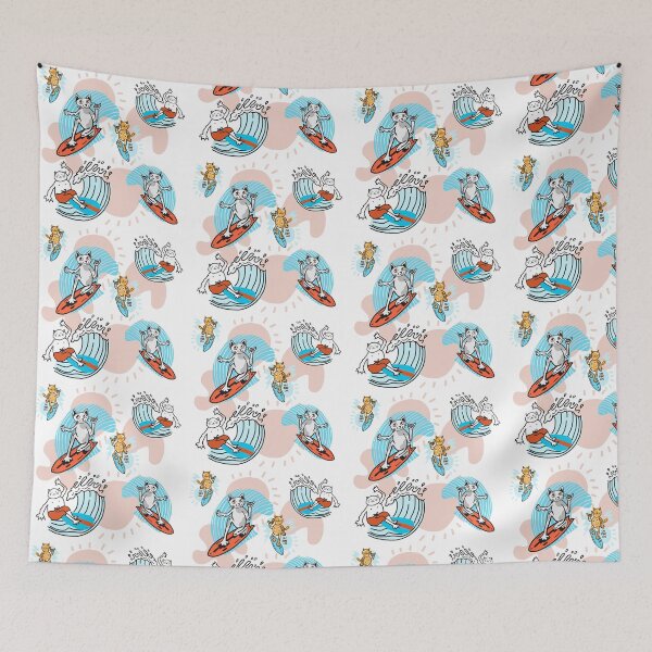 Item preview, Cats love cats cat surfing surf waves big surf  designed and sold by Tropical Blood.