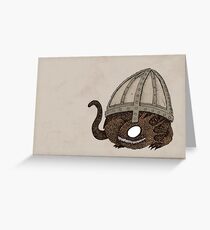 Baby Dragon Under Helmet Greeting Card