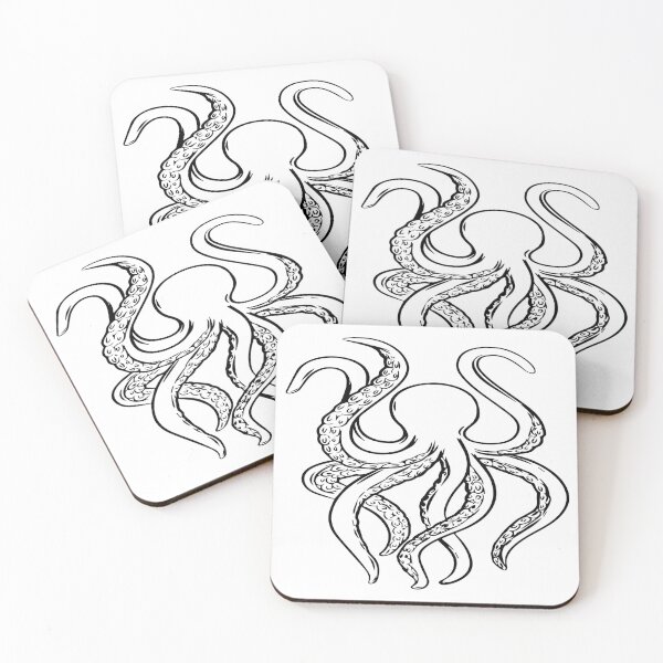 Item preview, Beach Theme Octopus Ocean Sea Fish Print Black N White designed and sold by peachyline.
