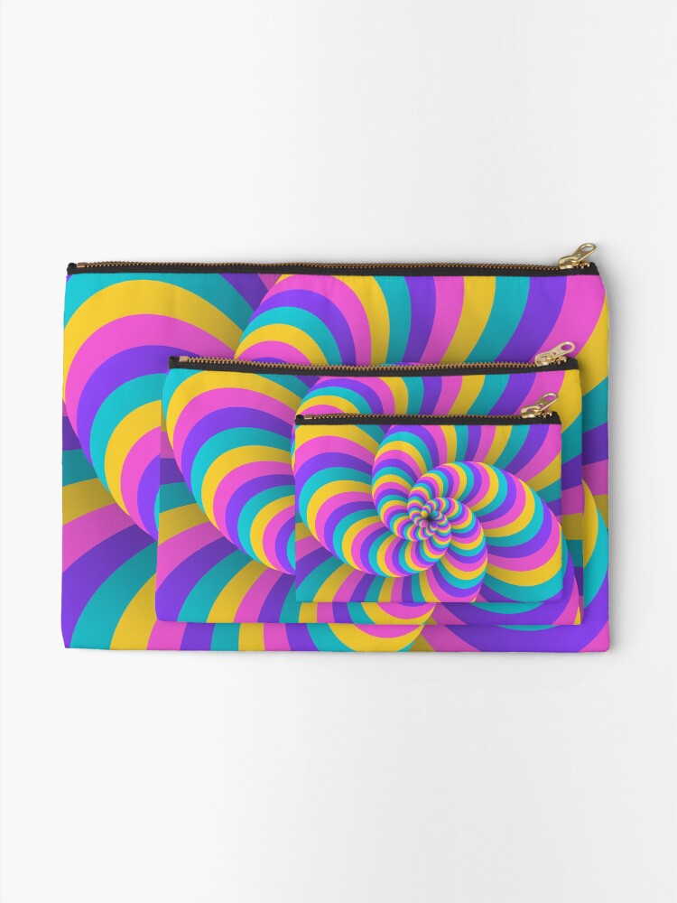 Alternate view of Lollipop Swirls Optical Illusion Best Cool Pastel Pink Art Zipper Pouch