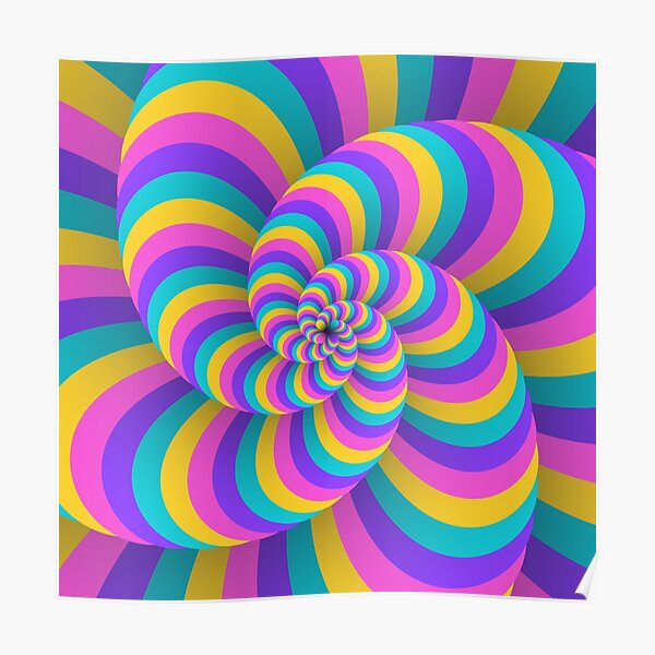 Lollipop Swirls Optical Illusion Best Cool Pastel Pink Art Poster