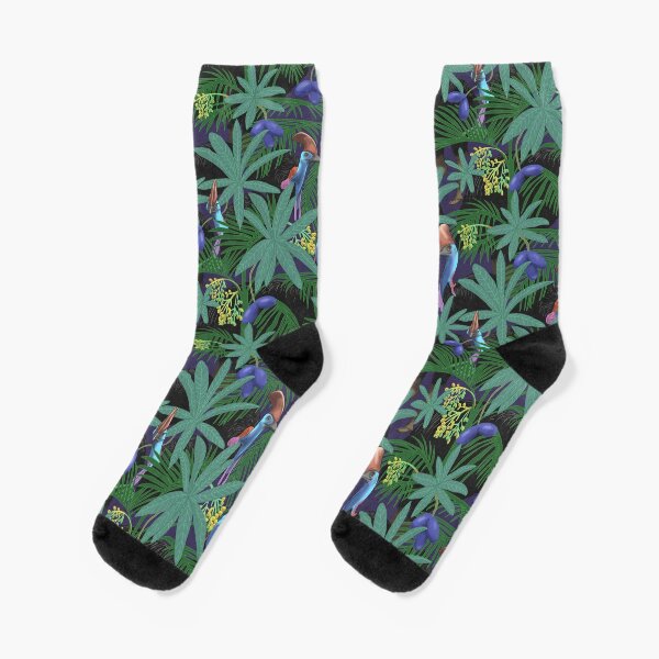 Vista previa del artículo con la obra «Casuario en la selva con hojas de palmera y frutos», diseñado y vendido por vinpauld.