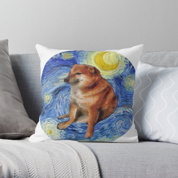 Cheems Stary Night Throw Pillow
