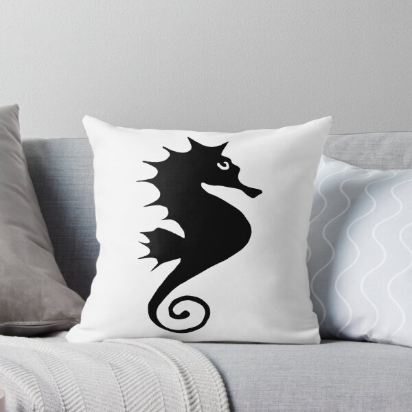 Item preview, Beach Theme Ocean Sea Fish Print Black N White Seahorse designed and sold by peachyline.