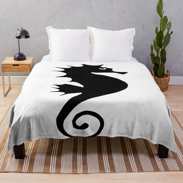 Item preview, Beach Theme Ocean Sea Fish Print Black N White Seahorse designed and sold by peachyline.