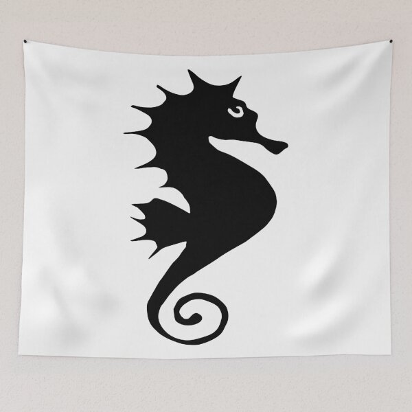 Item preview, Beach Theme Ocean Sea Fish Print Black N White Seahorse designed and sold by peachyline.
