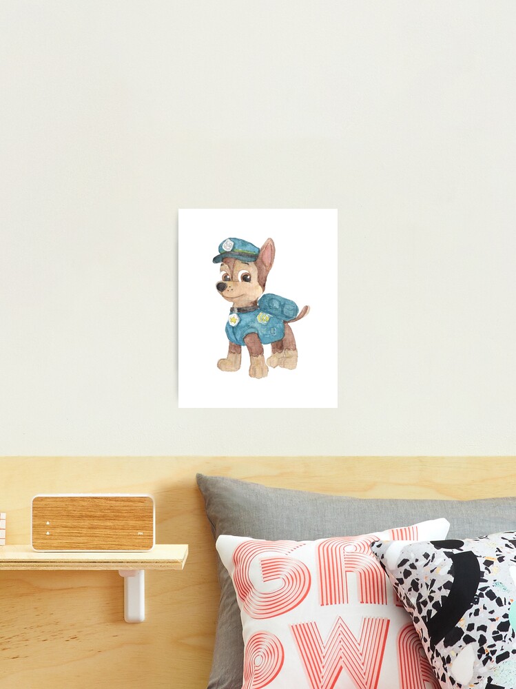 Thumbnail 2 of 3, Photographic Print, Paw Patrol - Chase - Hand painted watercolor designed and sold by annafriendt.