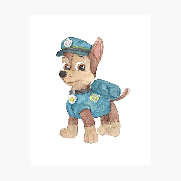 Item preview, Paw Patrol - Chase - Hand painted watercolor designed and sold by annafriendt.
