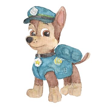 Artwork thumbnail, Paw Patrol - Chase - Hand painted watercolor by annafriendt