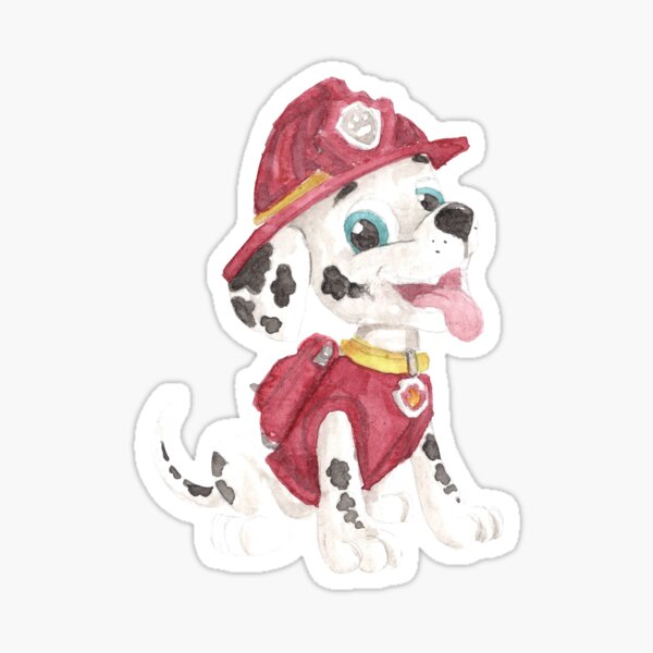 "Paw Patrol - Marshall - Hand painted watercolor" Sticker for Sale by
