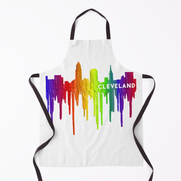 Aperçu de l'œuvre Rainbow Paint Drip Skyline de Cleveland créée et vendue par Bethcentral Designs.