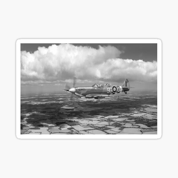 Vista previa del artículo con la obra «Spitfire TR 9 MJ627 versión B&N», diseñado y vendido por Flight Artworks.