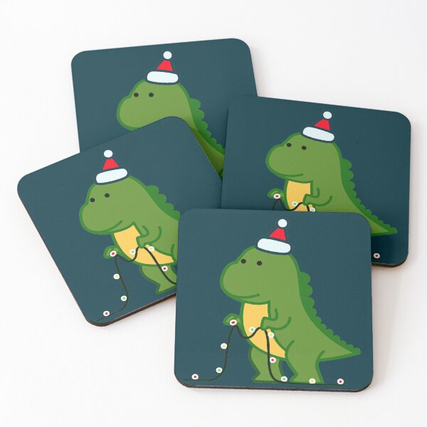 Item preview, Christmas Dinosaur Tree Rex Putting Up String Lights designed and sold by Kleon Seo.