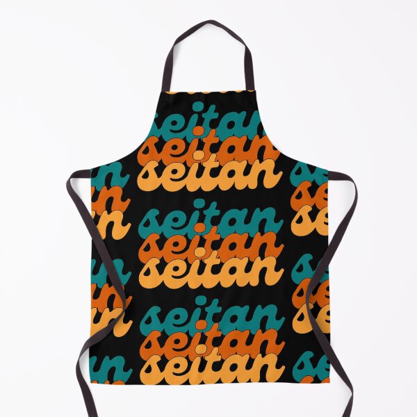 Item preview, SEITAN Cool Retro Blue Yellow Orange Text Vegan Vegetarian designed and sold by a-little-ink.