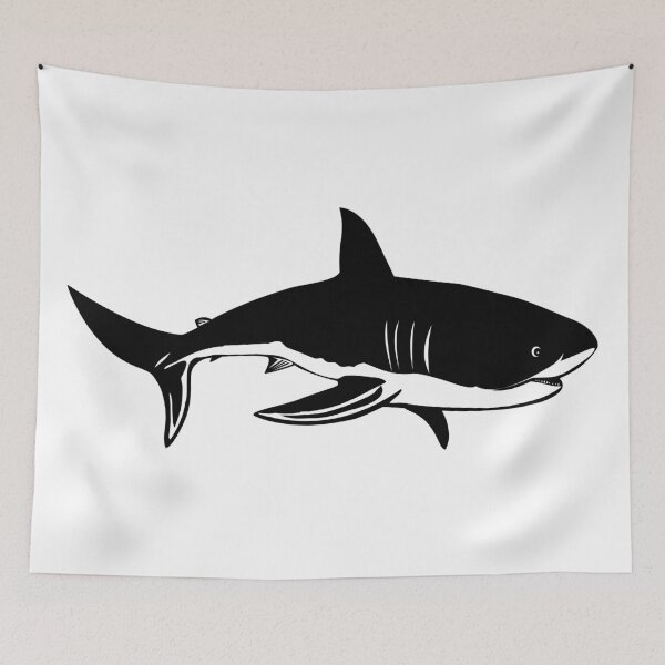 Item preview, Beach Theme Ocean Sea Fish Print Black N White Shark designed and sold by peachyline.